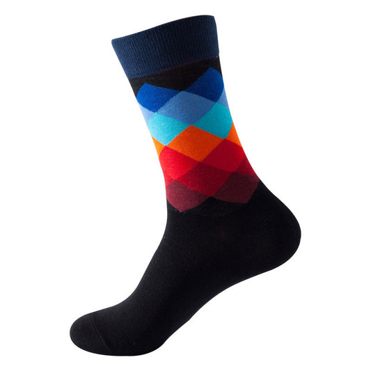 Bunt Karierte Freizeitsocken Schwarz 1