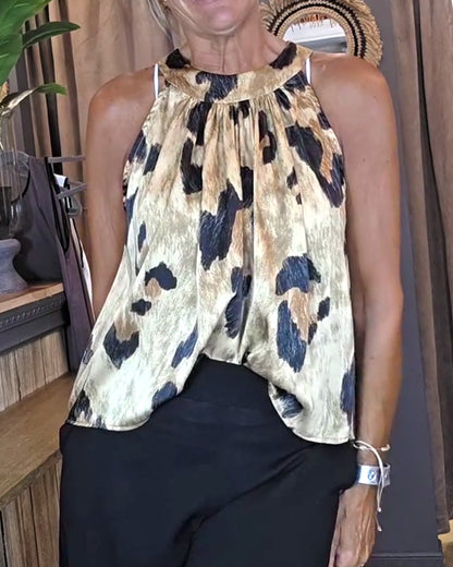 Tanktop Leopardenmuster Rundhalsausschnitt