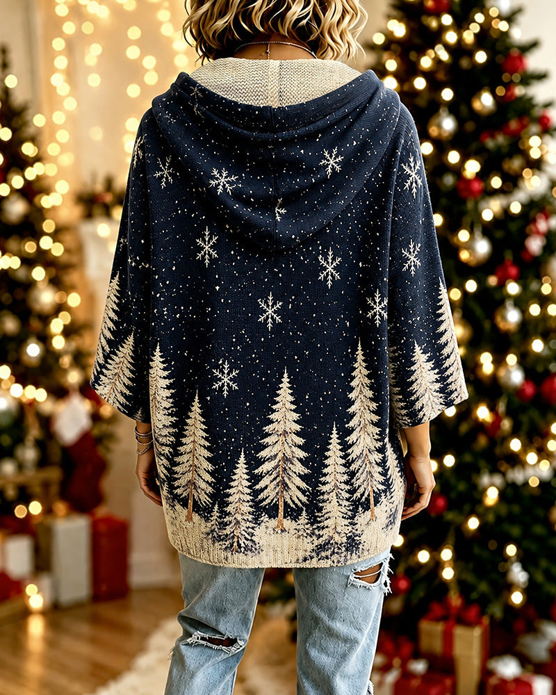 Pullover Kapuze Schneeflocke Weihnachtsbaum