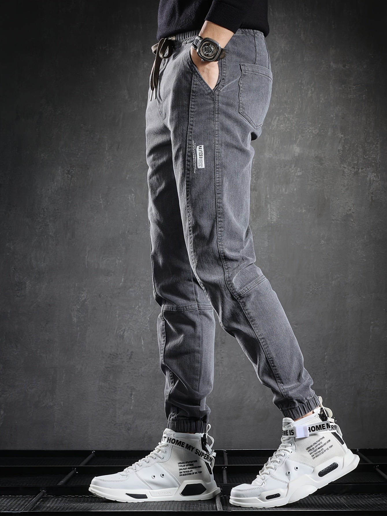 Grey jogger pants with drawstring and pockets - Felix