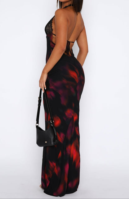 Robe longue Marina à imprimé floral Sangria