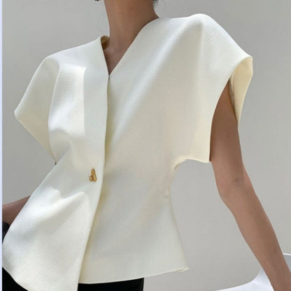 V Neck Wrap Short Sleeve Blouse for Women - Ottavia