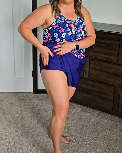 Tankini Westen-Stil bedruckt geteilter Flachwinkel