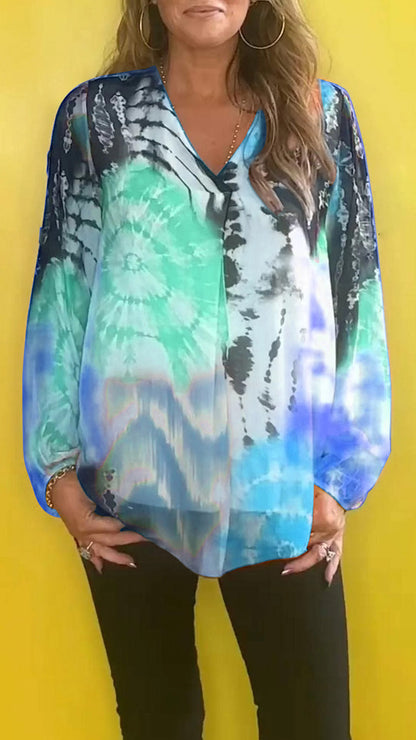 🔥SUMMER SALE 49% OFF🔥Casual V-neck Tie-dye Top