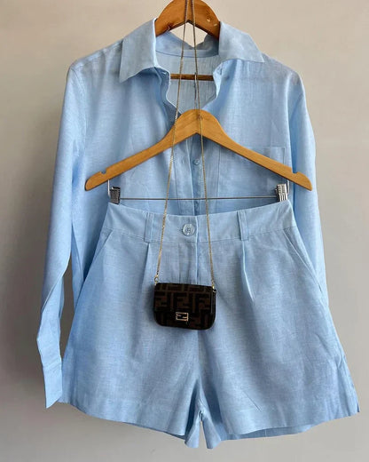 Light blue shirt and shorts set - Emma