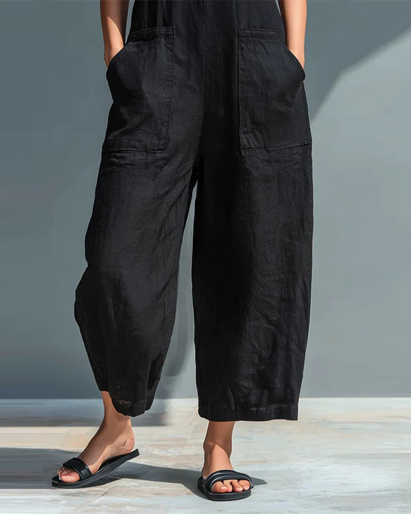 Jumpsuit ärmellos Stehkragen Tasche