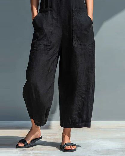 Jumpsuit ärmellos Stehkragen Tasche
