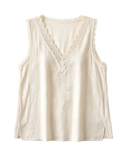 Tanktop Unifarben V-Ausschnitt ärmellos