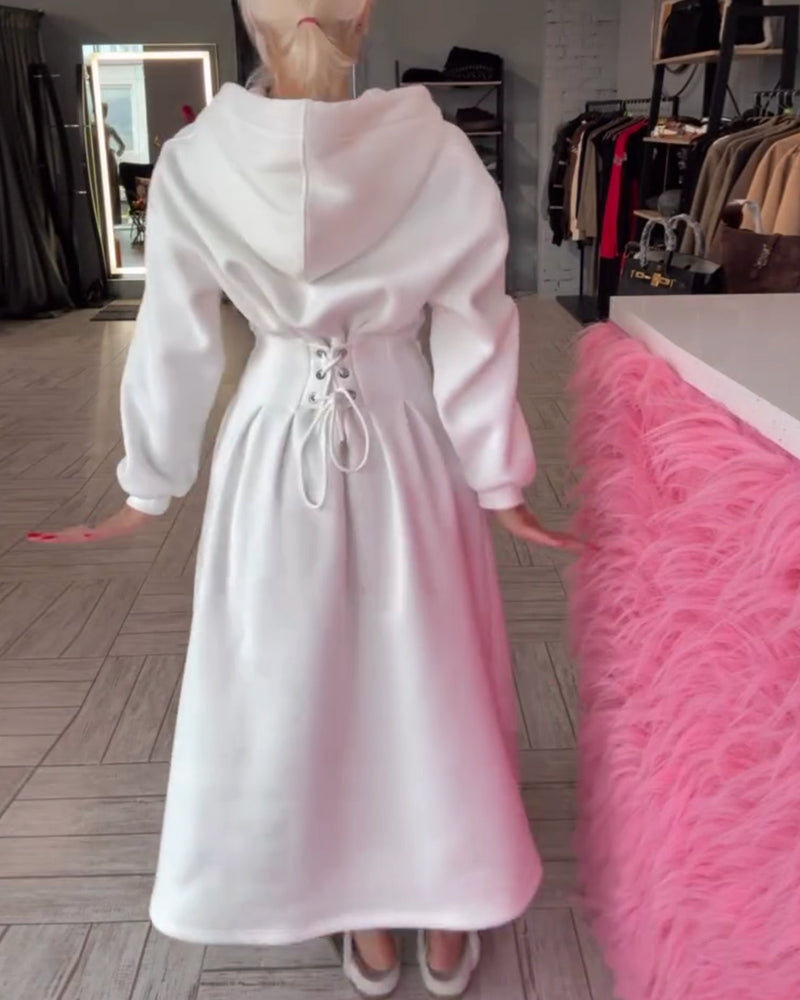 Kleid Modisch Kapuzen Tailliert