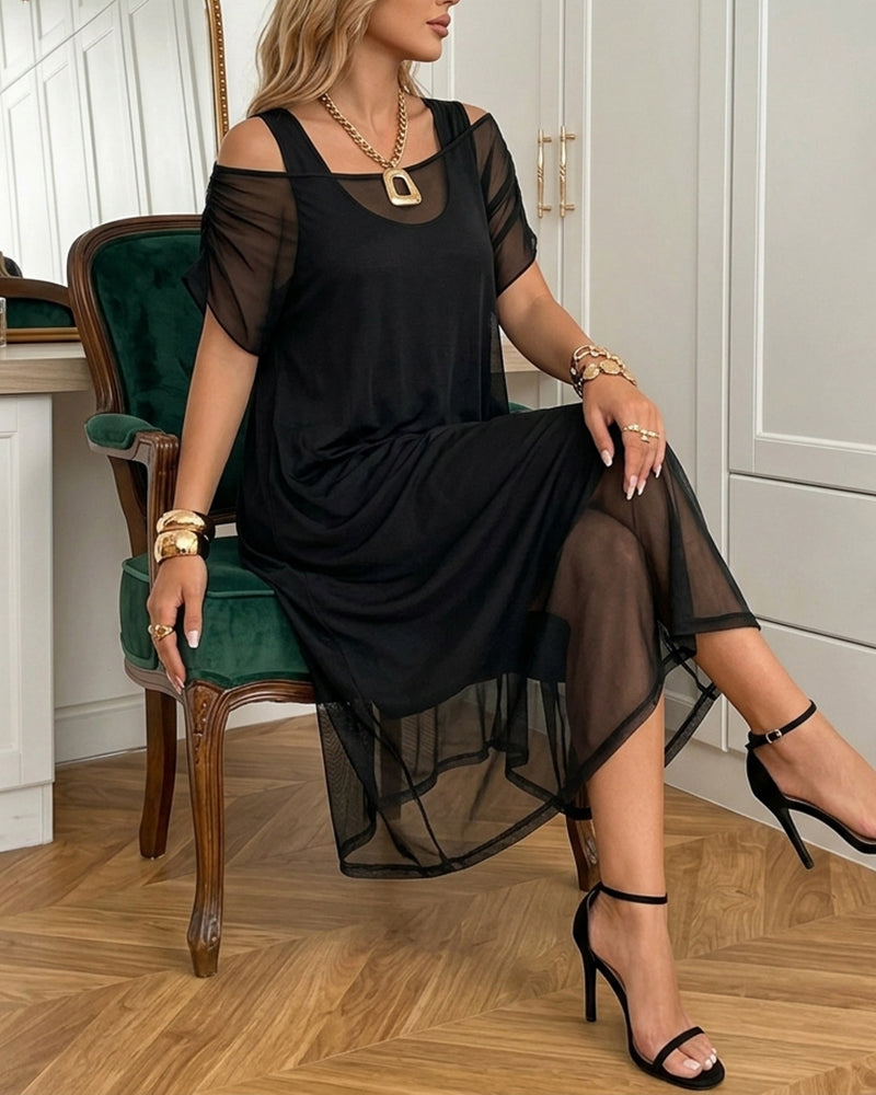 Set Tanktopkleid Und Mesh-Überkleid