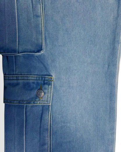 Jeans Herren Locker Solid Klappe Tasche Cargo Denim