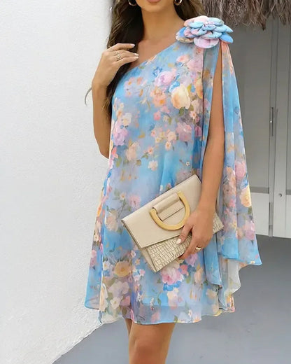Kleid Cape-Stil Blumenprint
