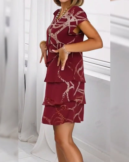 Kleid Abstrakt Linie Geschichteter Kuchen