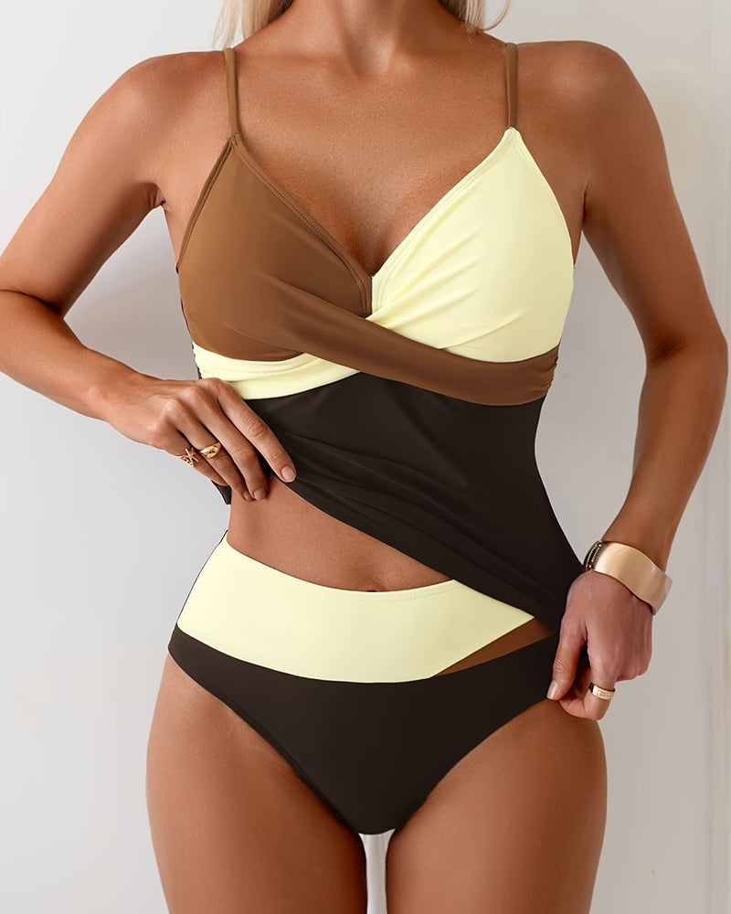 Tankini Hohe Taille Farbblock
