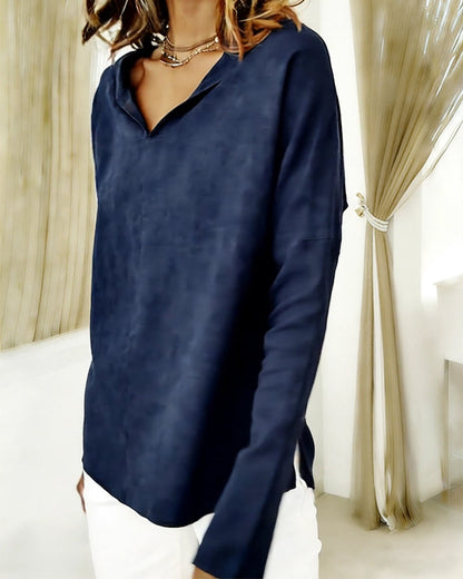Top V-Ausschnitt einfarbig elegant