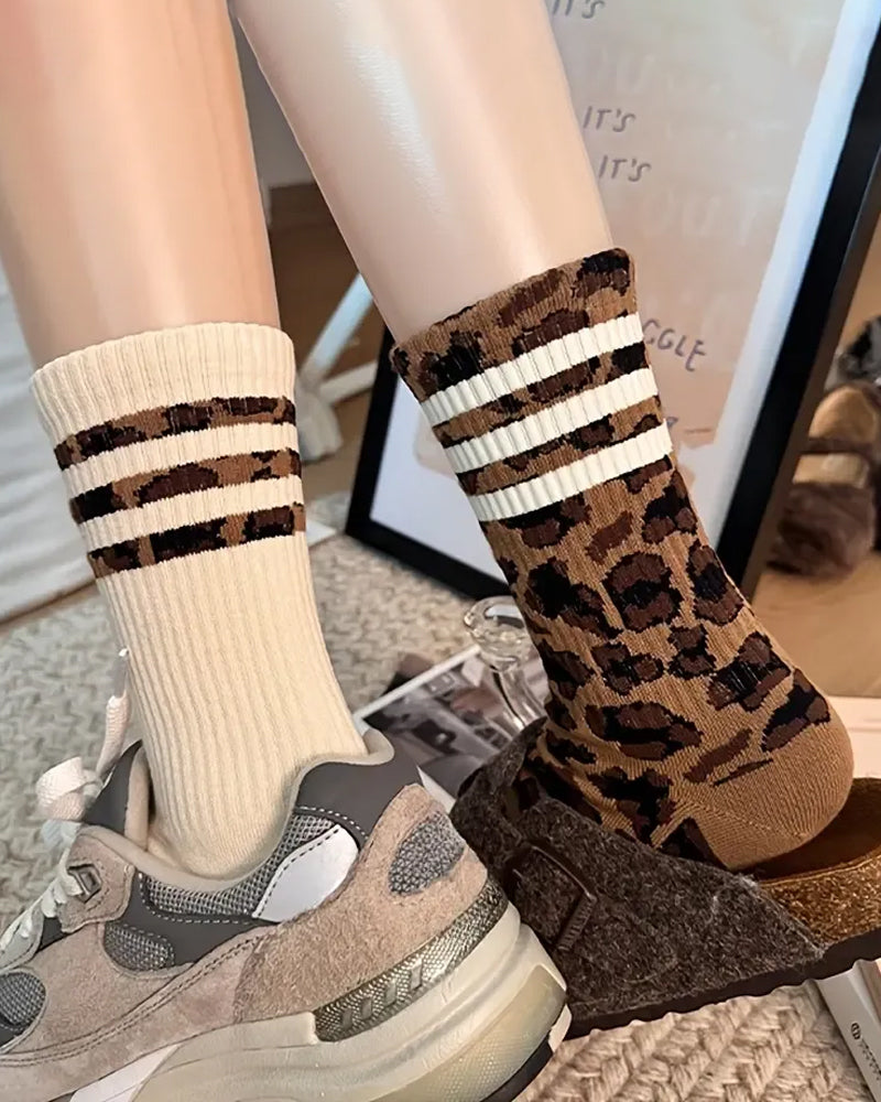 Socken Leopardenprint Kniehoch