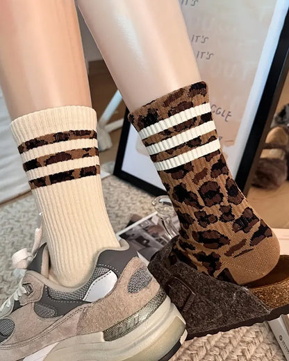 Socken Leopardenprint Kniehoch