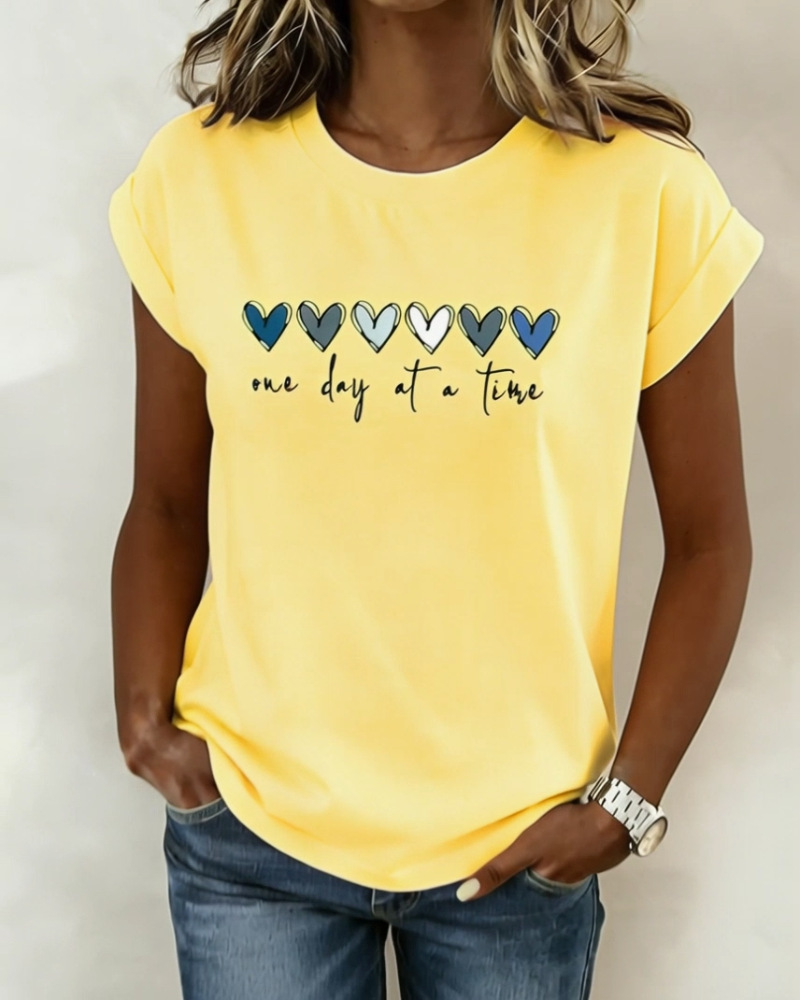 Top Herz-Druck Rundhals Kurzarm