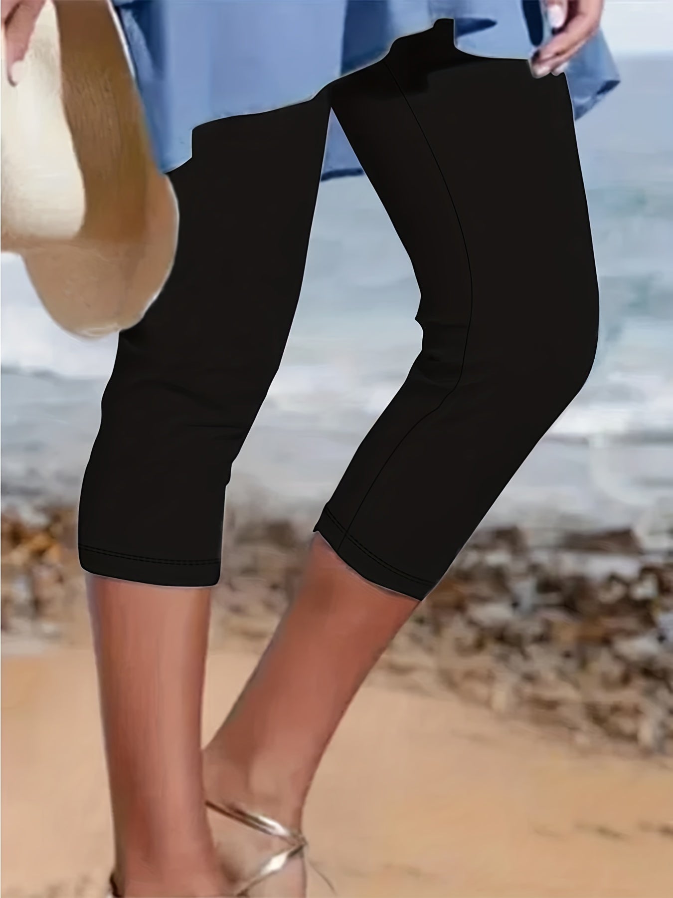 Grüne Casual Capri Leggings - Eva