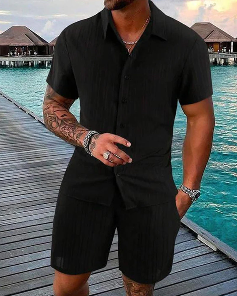 Zweiteiler Casual Herren Kurzarm Hemd