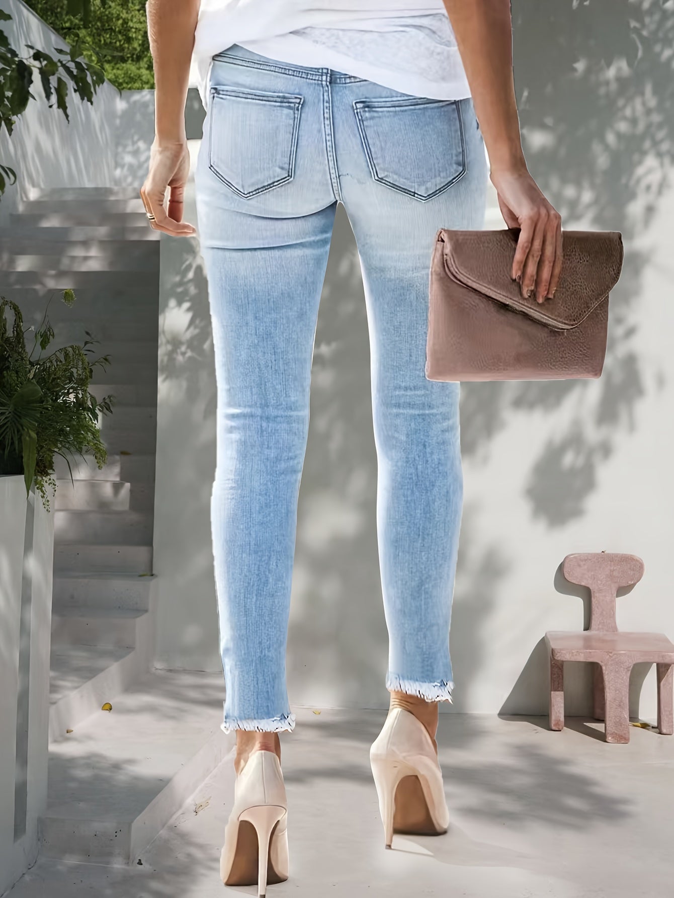 Jean skinny bleu clair effet vieilli - Zoe