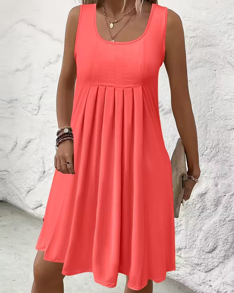 Kleid ärmellos unifarben A-Linie