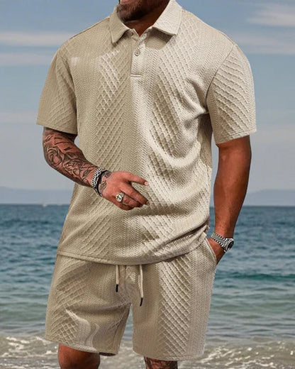 Herren Poloshirt Kurzarm 2-teiliges Set