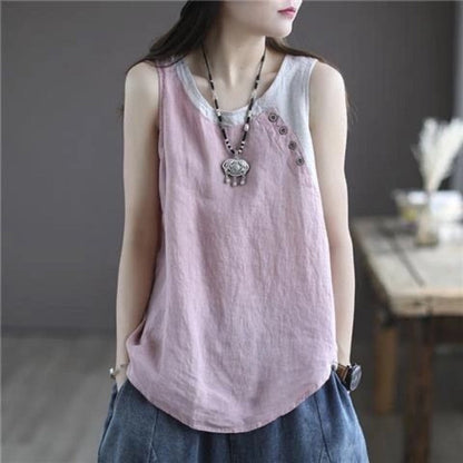 Sleeveless Button Detail Tank Top for Women - Lea