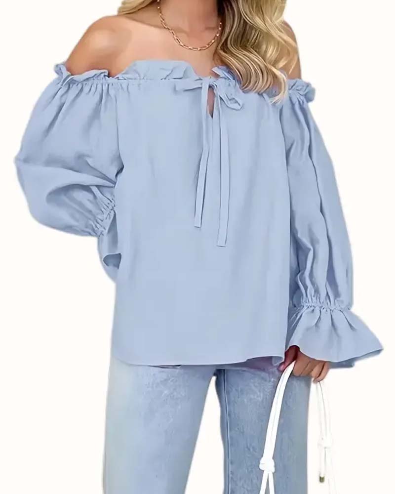 Bluse Off-Shoulder Rüsche Langarm