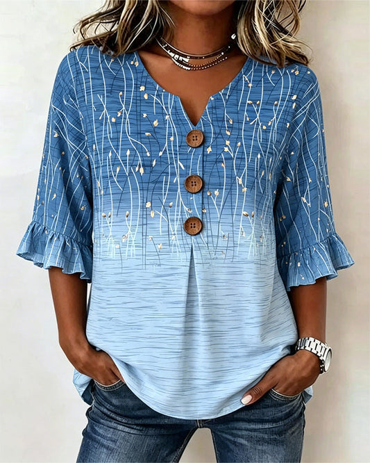 Bluse Bedruckt Rüsche