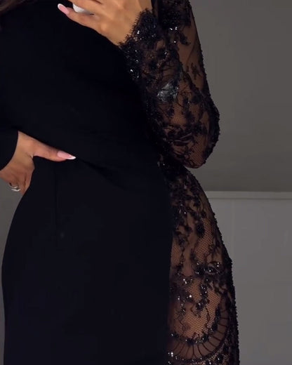 Modisches Bodycon-Kleid mit Patchwork-Details