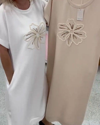Kleid Paillette Bestickt Lässig