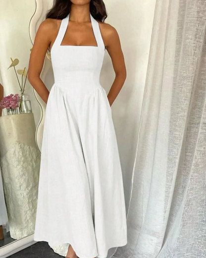 Kleid Halter Spaghettiträger Rückenfrei