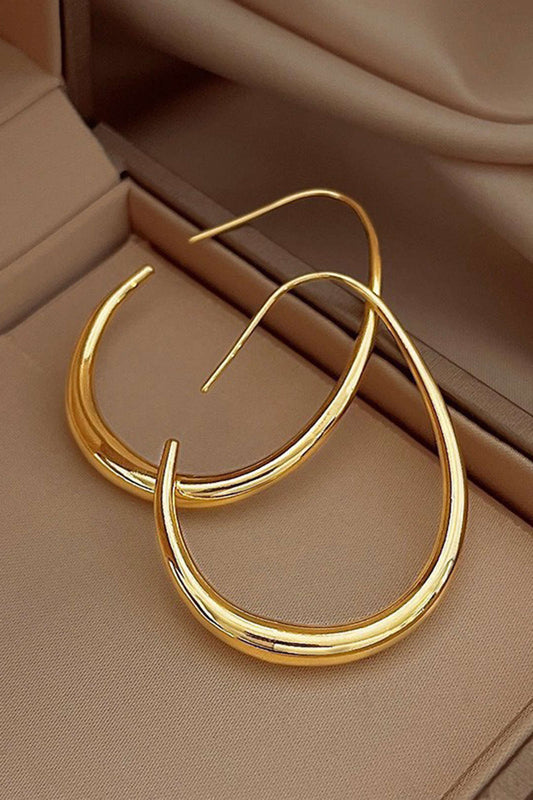 Einfarbige Vintage Metall Oval Ohrringe