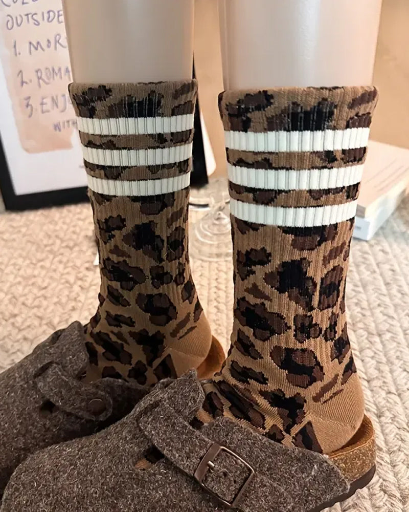 Socken Leopardenprint Kniehoch