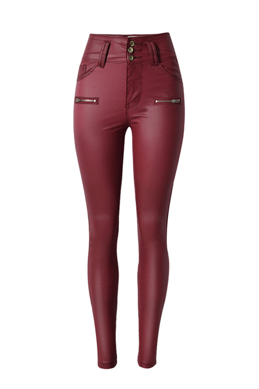 Schmale Lederhose mit Reißverschluss