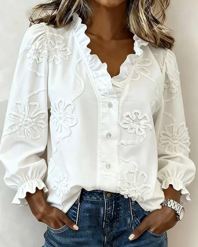 Bluse Rüschen Puffärmel