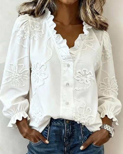 Bluse Rüschen Puffärmel
