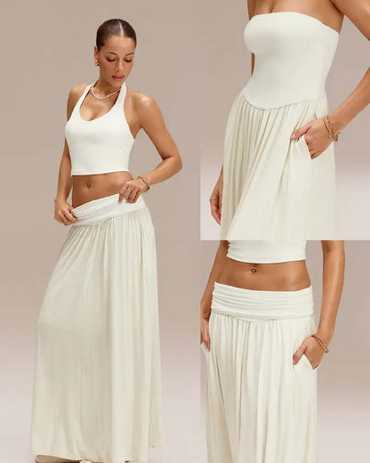 Kleid Konvertibel Trägerlos Taillenschürzend