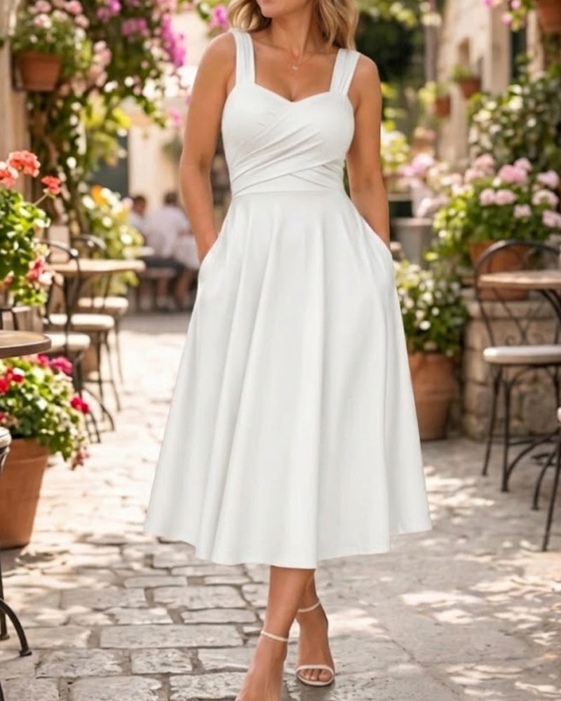Kleid Gerafft Bandeau Hohe Taille