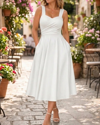 Kleid Gerafft Bandeau Hohe Taille