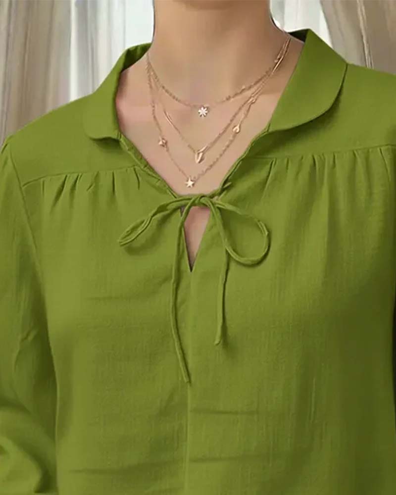 Bluse Peter-Pan-Kragen Bindung einfarbig