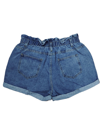 Light blue high-waist denim shorts - Lara