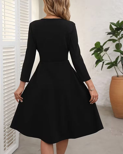 Kleid Temperament Weiter Kragen Slim A-Saum