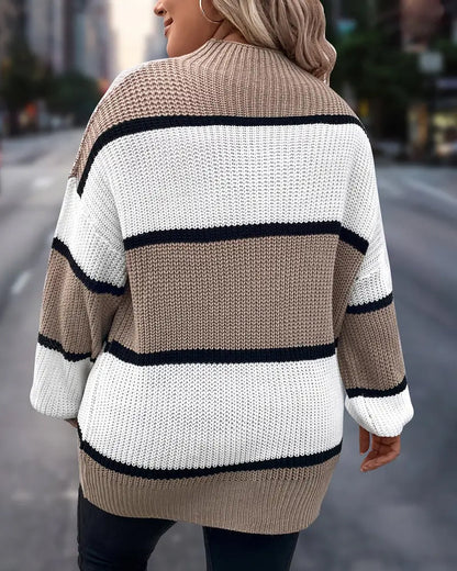Weiter Pullover mit Kontraststreifen und Drop-Schulter