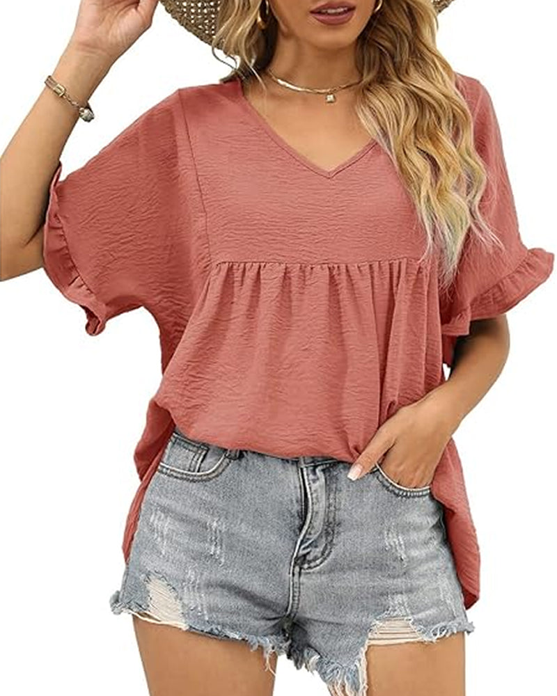Bluse Lässig Rüsche Loose Fit