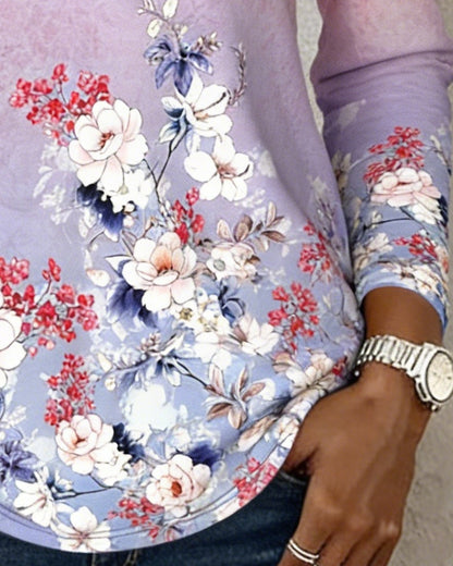 Top floral Patchwork langärmlig