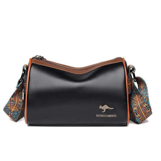 Vielseitige Umhängetasche mit breitem Schultergurt für Damen Schwarz