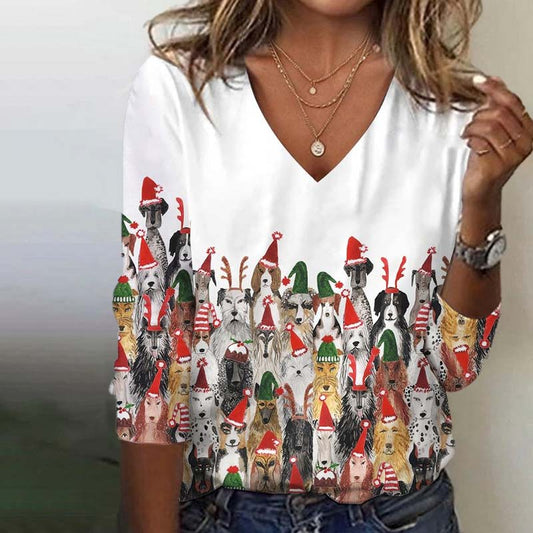 Kreatives Weihnachts-T-Shirt Mit Animal-Print