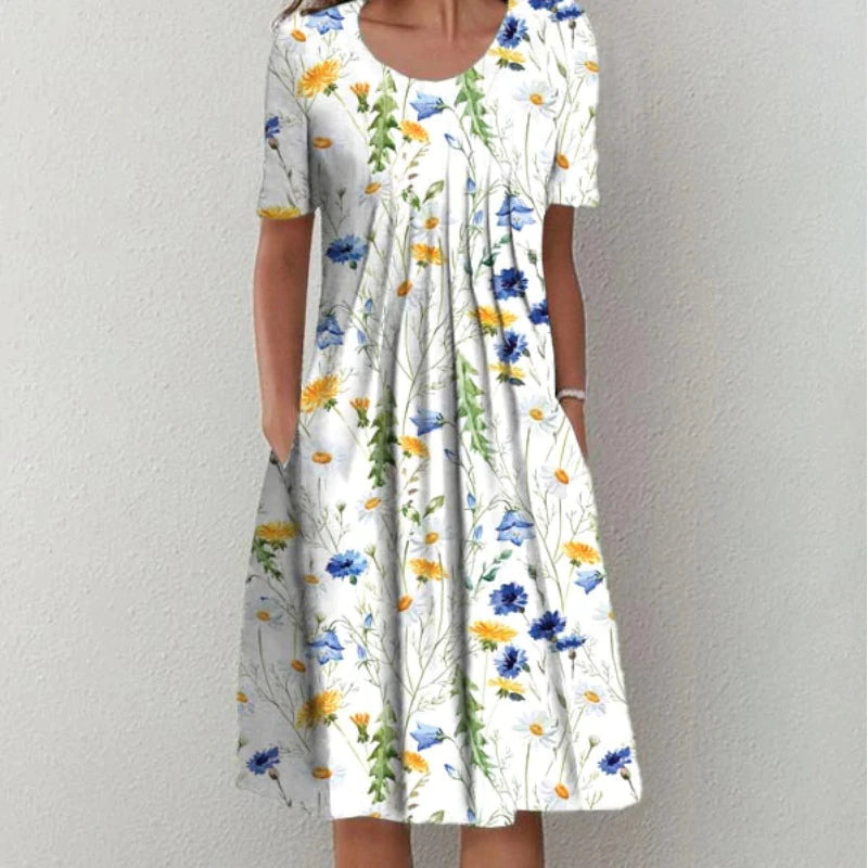 White floral dress with pockets - Hanna